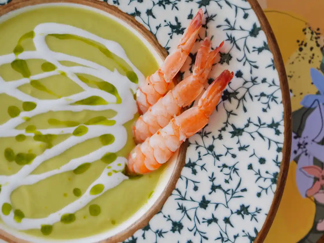 Shrimp in Avocado Cream Sauce
